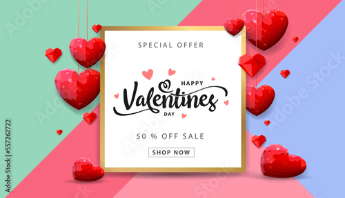 Valentines day sale background with Heart Shaped Balloons