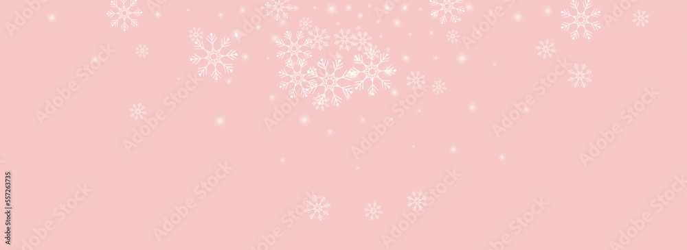 White Snowfall Vector Panoramic Pink Background. White Snowfall Vector Panoramic Pink Background.