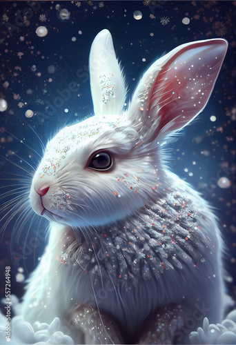 Adorable White Rabbit. Generative ai