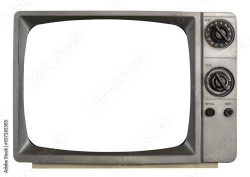 Vintage 1970's era television set isolated on a transparent background.