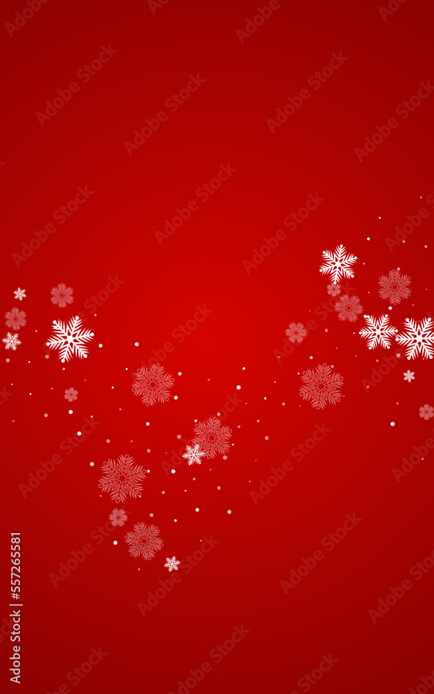 White Snowflake Vector Red Background. New Snow