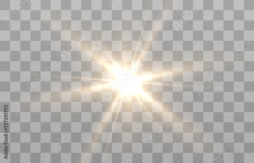 Light  sun on an isolated transparent background. The rays of the sun png. Light png. Sunrise Sunset. Flash Light. Vector illustration.
