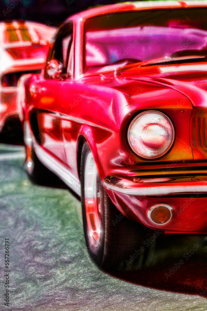 Vintage American muscle car at classic automotive show