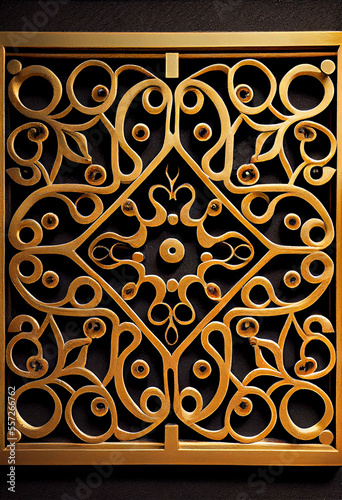 Decorative Metal Screen with Symmetrical Intricate Design. Generative ai