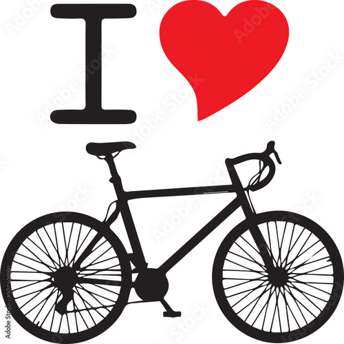 I love Bike, vector illustration of a bicycle, bike lover