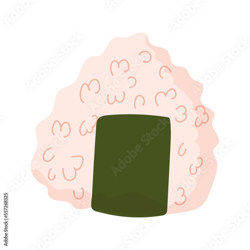 onigiri Sushi with seafood or fish. Asian cuisine. Vector illustration isolated on white background