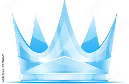 One ice Queen crown on side view isolated illustration, symbol of power from the ice, concept illustration of crown