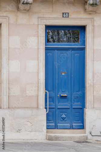 Blue front door in Portier France 