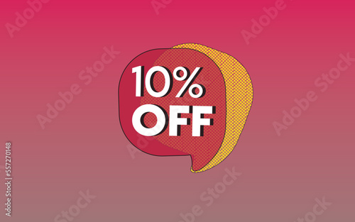 10 percent off, red and yellow banner for promotions and offers