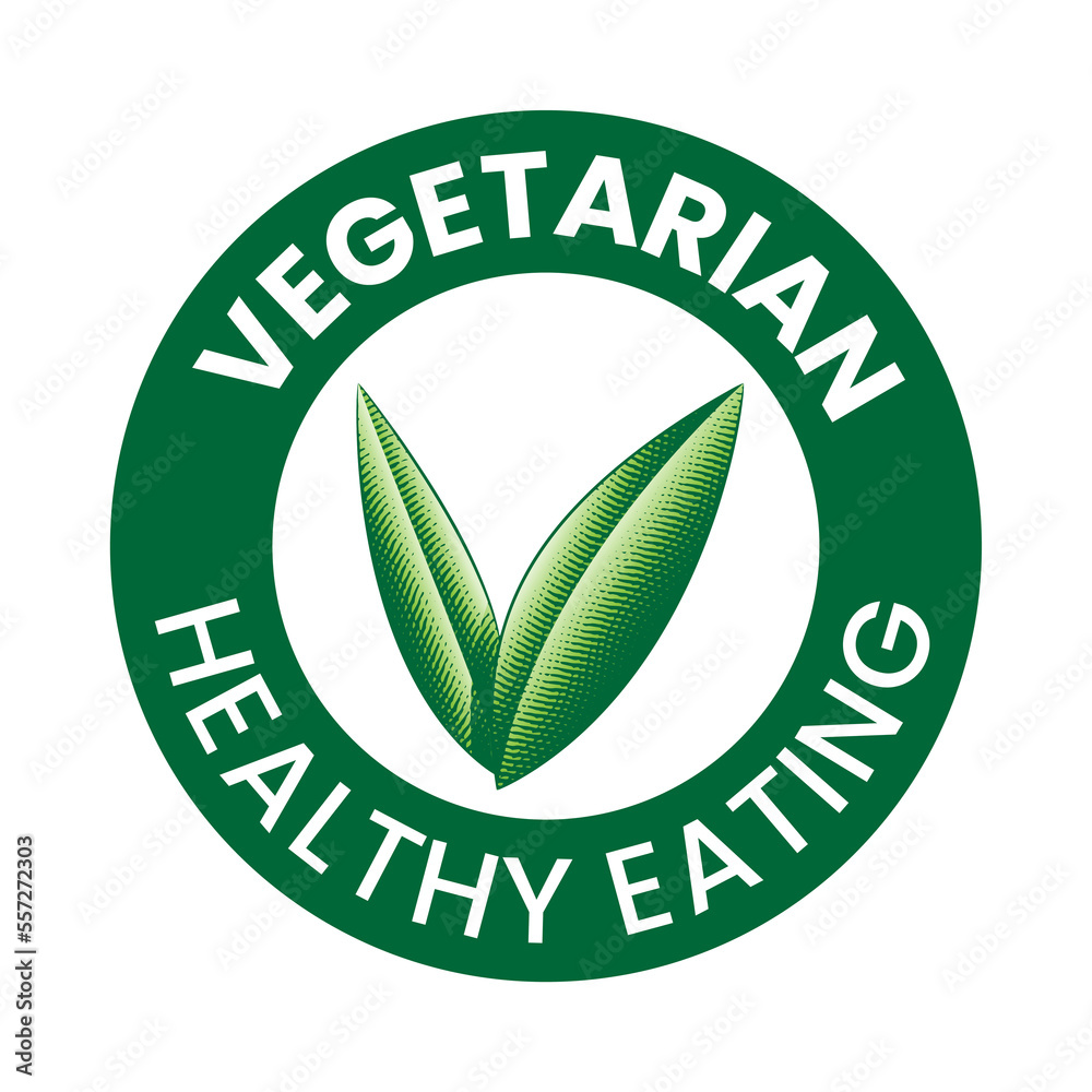 Vegetarian Healthy Eating Round Icon with Engraved Green Leaves Vegetarian Healthy Eating Round Icon with Engraved Green Leaves