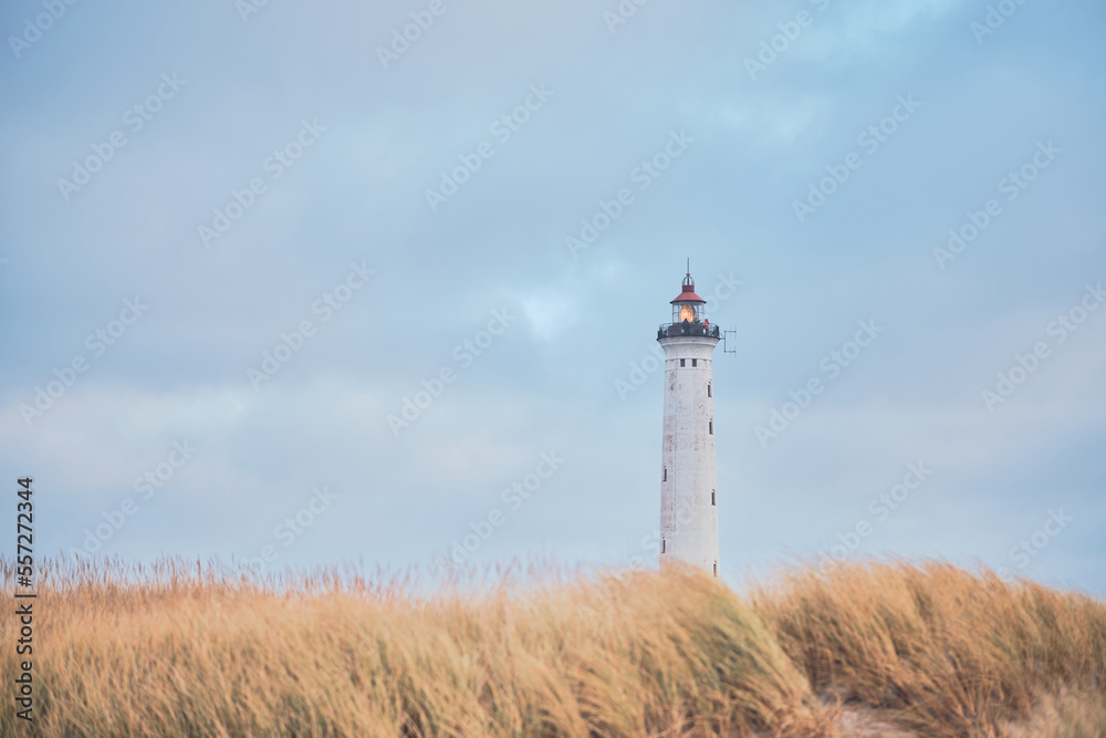 Lyngvig Fyr Lighthouse at danish west coast. High quality photo