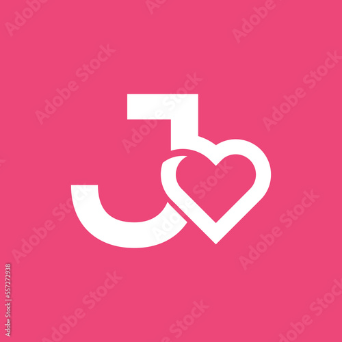 bold logo template heart love letter J