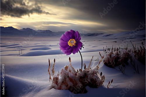 flower blooming in a frozen...