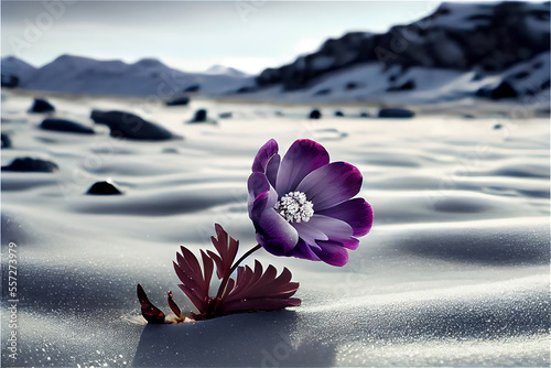 flower blooming in a frozen...
