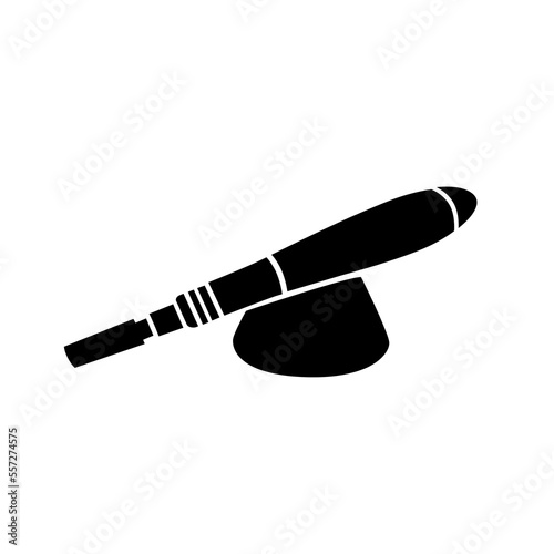 Derma roller, dermapen or mesopen line icon for face treatment. Vector stock illustration isolated on white background. Editable stroke. 