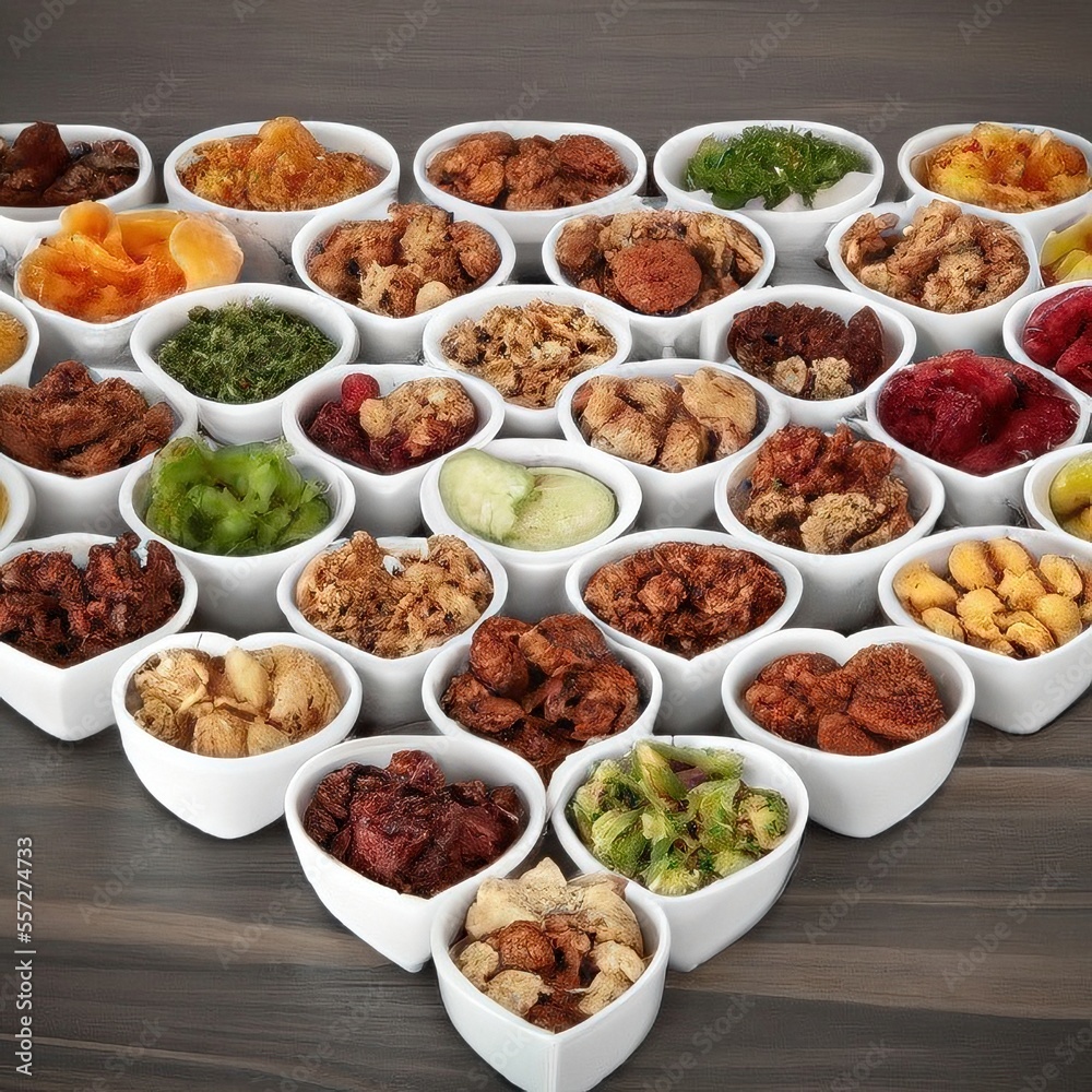 Heart Bowls With Colorful Healthy Foods - Generative AI