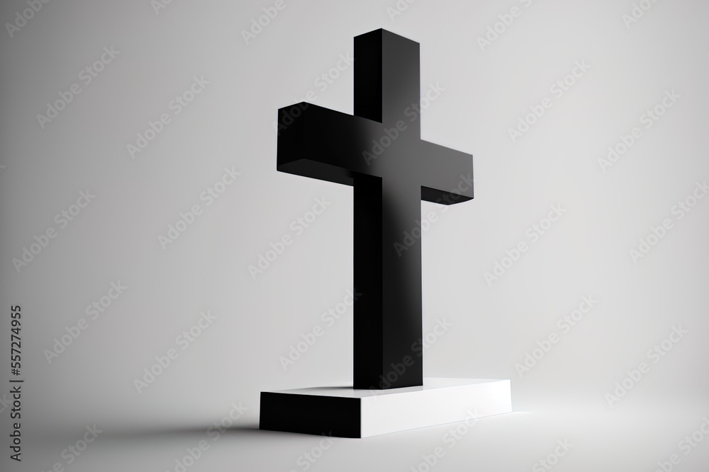 Naklejka premium of a black cross on a white backdrop. Generative AI