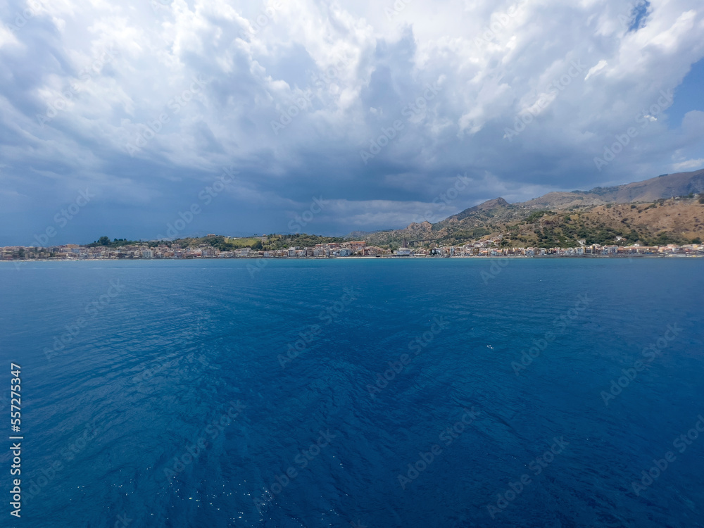 Gloomy Sicily before the rain with thick clouds.