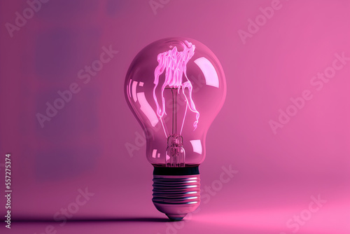 image of a bulb on a pink backdrop. Generative AI
