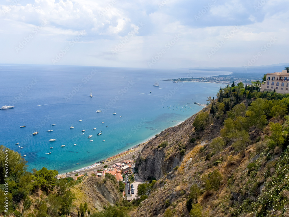 The idyllic view over the Mediterranean Sea in Tahormina.