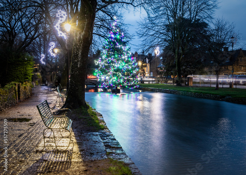 The Christmas Tree In The River At Bourton-on-the-Water In The Cotswolds