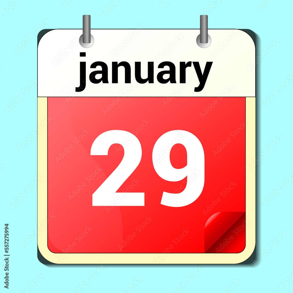 calendar vector drawing, date January 29 on the page calendar vector drawing, date January 29 on the page