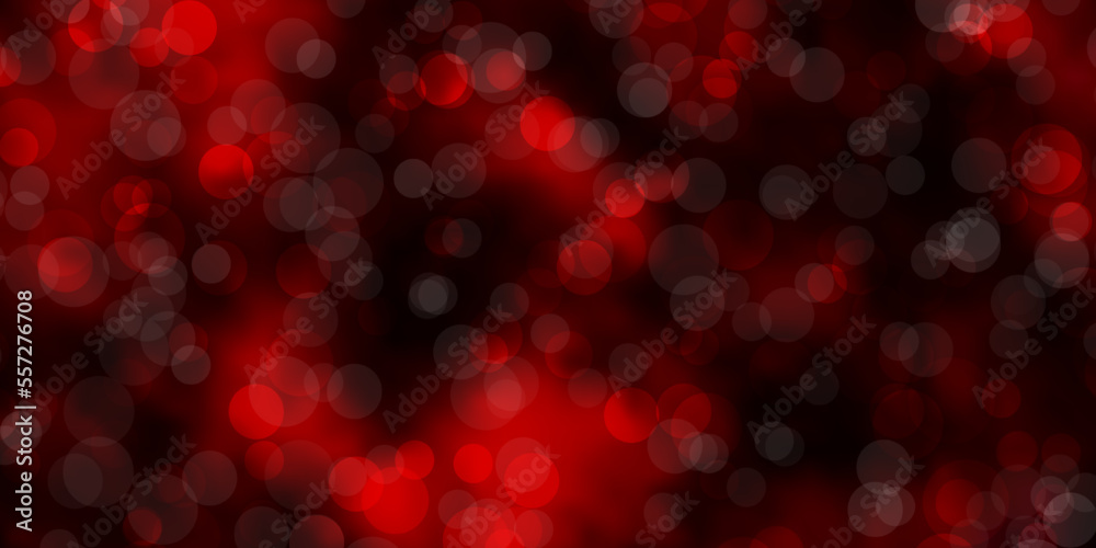 Dark Red vector background with circles.