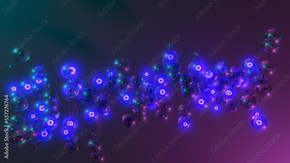 a bunch of balls and a grid in space against the background of a material and two lanterns in 3d a bunch of balls and a grid in space against the background of a material and two lanterns in 3d