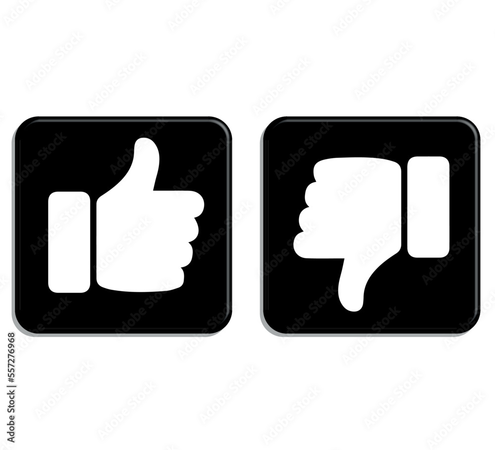 white like and dislike icons in 3d black frames white like and dislike icons in 3d black frames