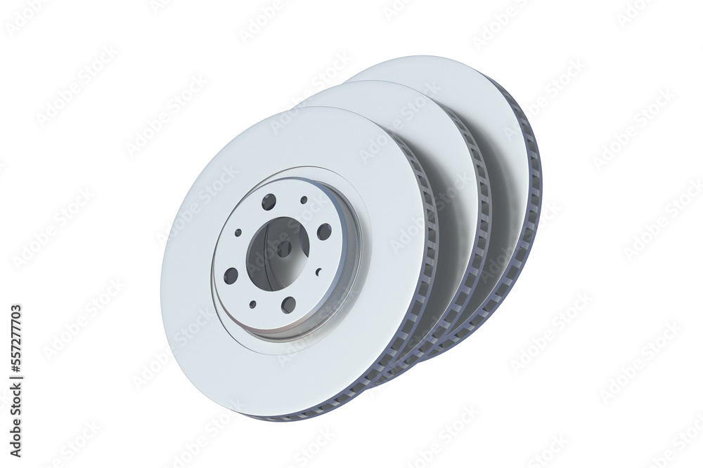 Brake discs isolated on white background. 3d render