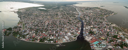 Caribbean Sea and Belize Cityscape. Panorama photo