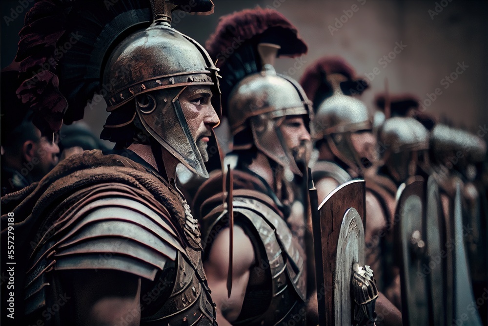 The Roman ancient army is preparing for battle. A formation of Roman ...