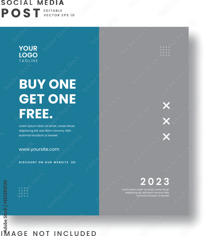 Fototapeta premium Blue light banner for social media post template