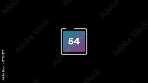 Animated countdown from 60 seconds on a transparent background photo