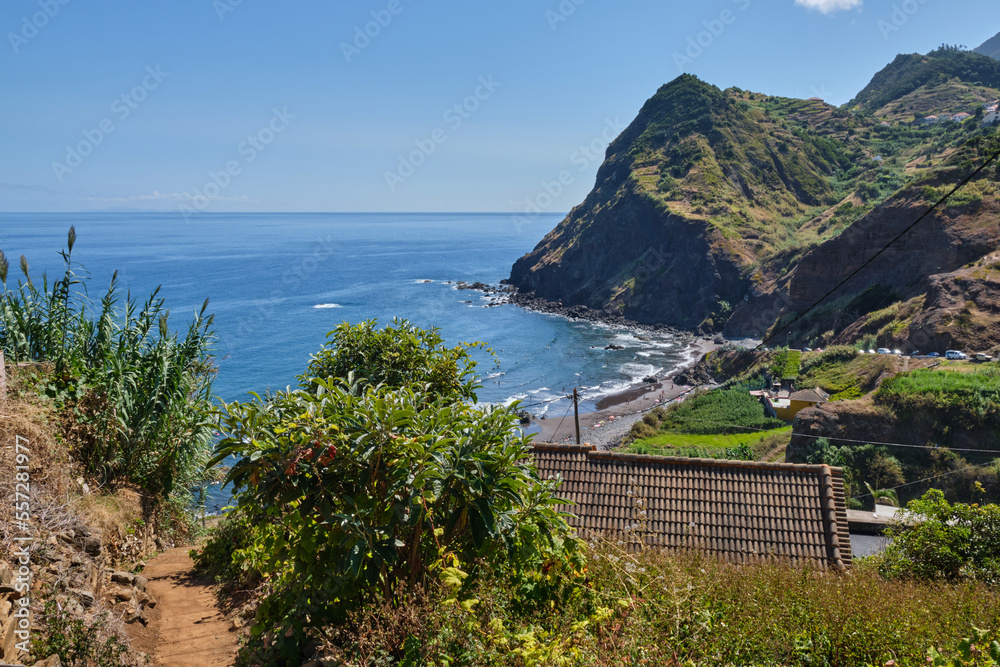 Naklejka premium Maiata Beach in the Porto da Cruz village - Madeira Portugal