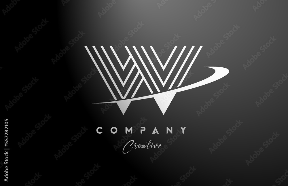 black white W alphabet letter logo icon design with swoosh. Creative ...