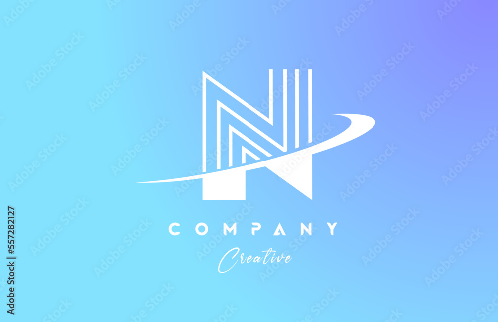 pastel color N blue alphabet letter logo icon design with swoosh. Creative template for company and business pastel color N blue alphabet letter logo icon design with swoosh. Creative template for company and business