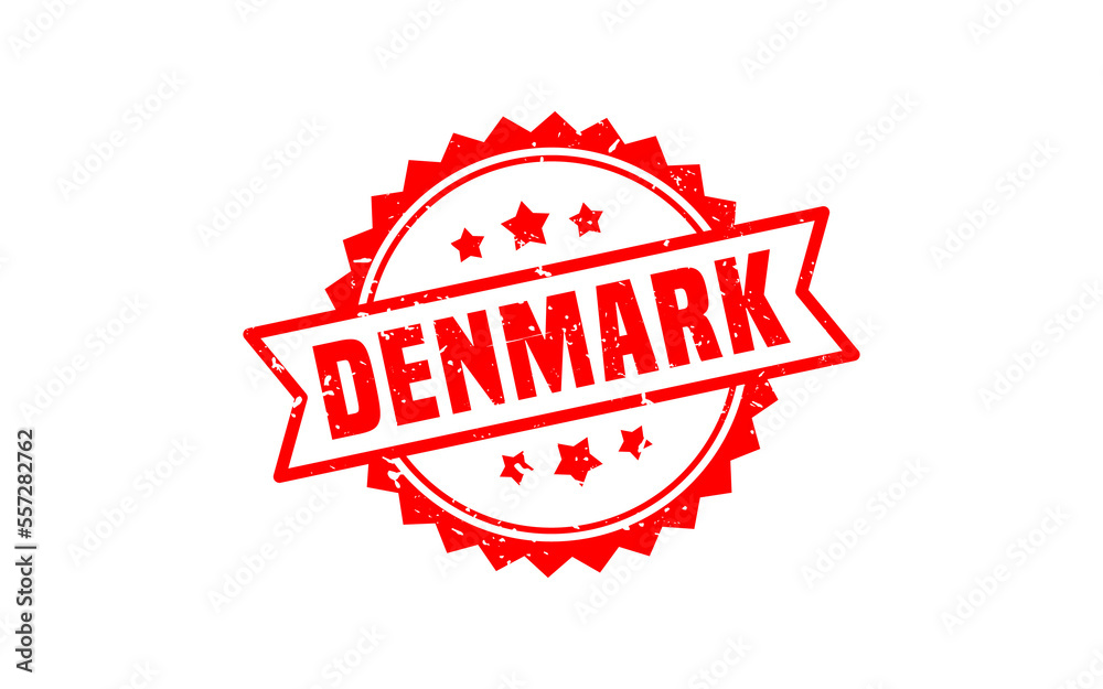 DENMARK stamp rubber with grunge style on white background
