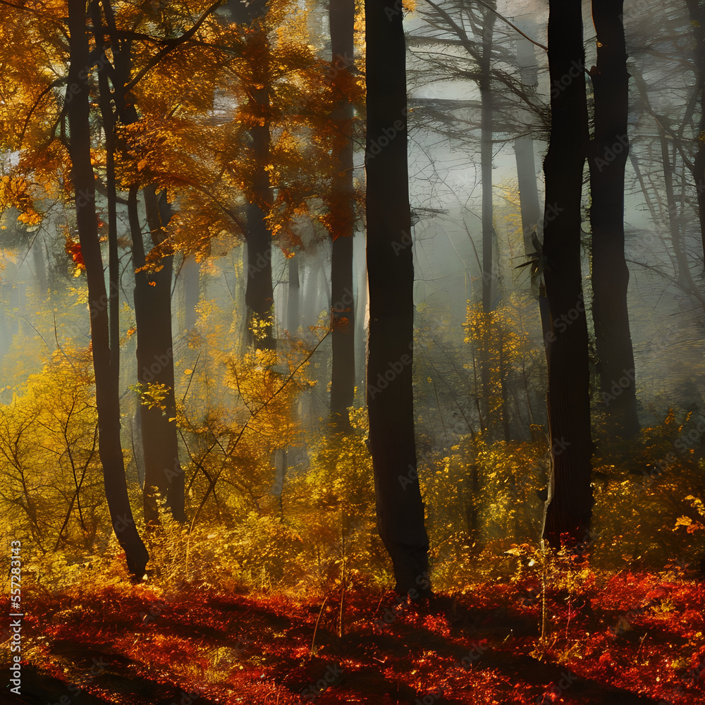 Fototapeta premium undergrowth in autumn, generative ai