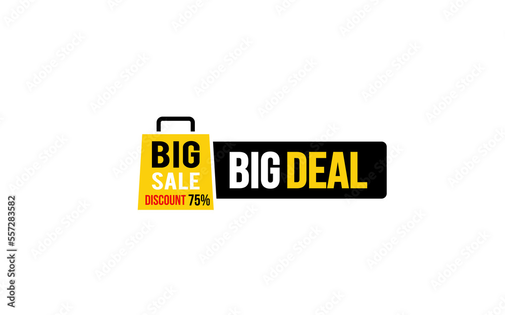 75 Percent discount offer, clearance, promotion banner layout with sticker style.
75 Percent discount offer, clearance, promotion banner layout with sticker style.