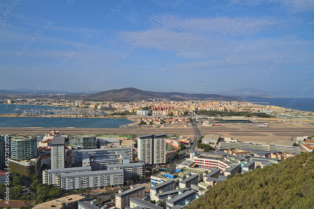 View on the airport and its runway of Gibraltar