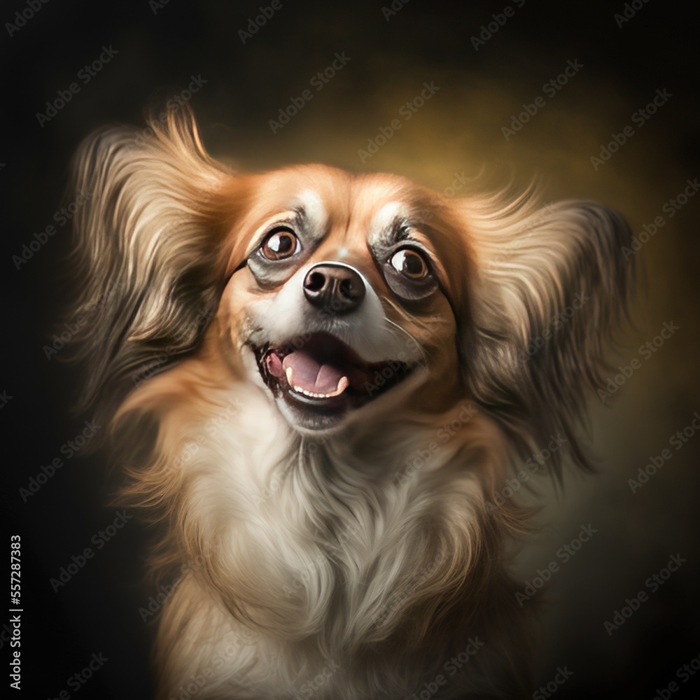 Naklejka premium Funny dog, looking at the camera, isolated, created with Generative AI technology