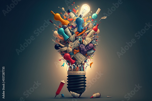 Illustration of the creative thinking idea. Generative AI photo