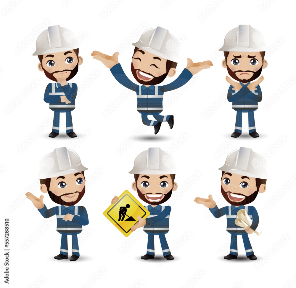 Fototapeta premium Profession - builder. worker. engineer with different poses