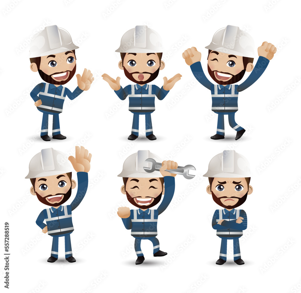 Profession - builder. worker. engineer with different poses Profession - builder. worker. engineer with different poses