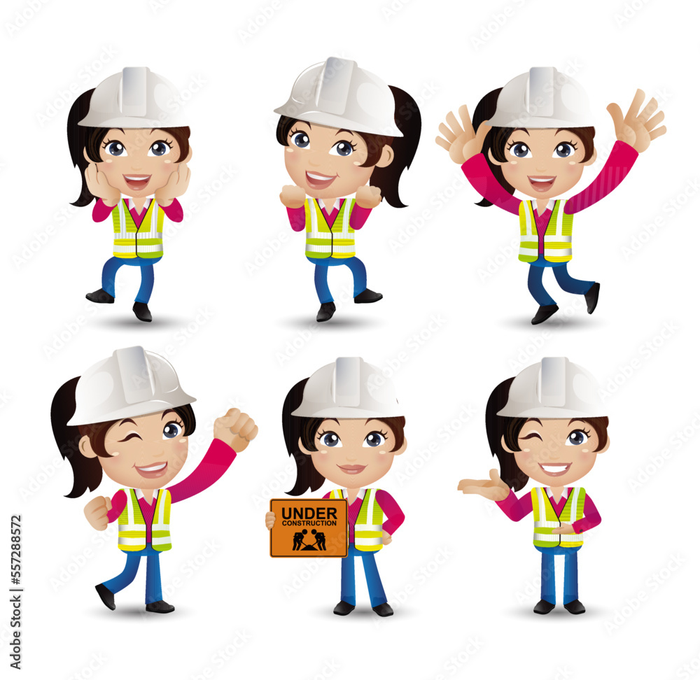 Profession - builder. worker. engineer with different poses Profession - builder. worker. engineer with different poses