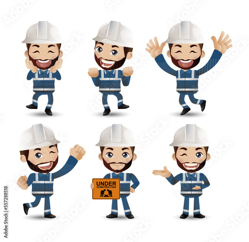 Profession - builder. worker. engineer with different poses