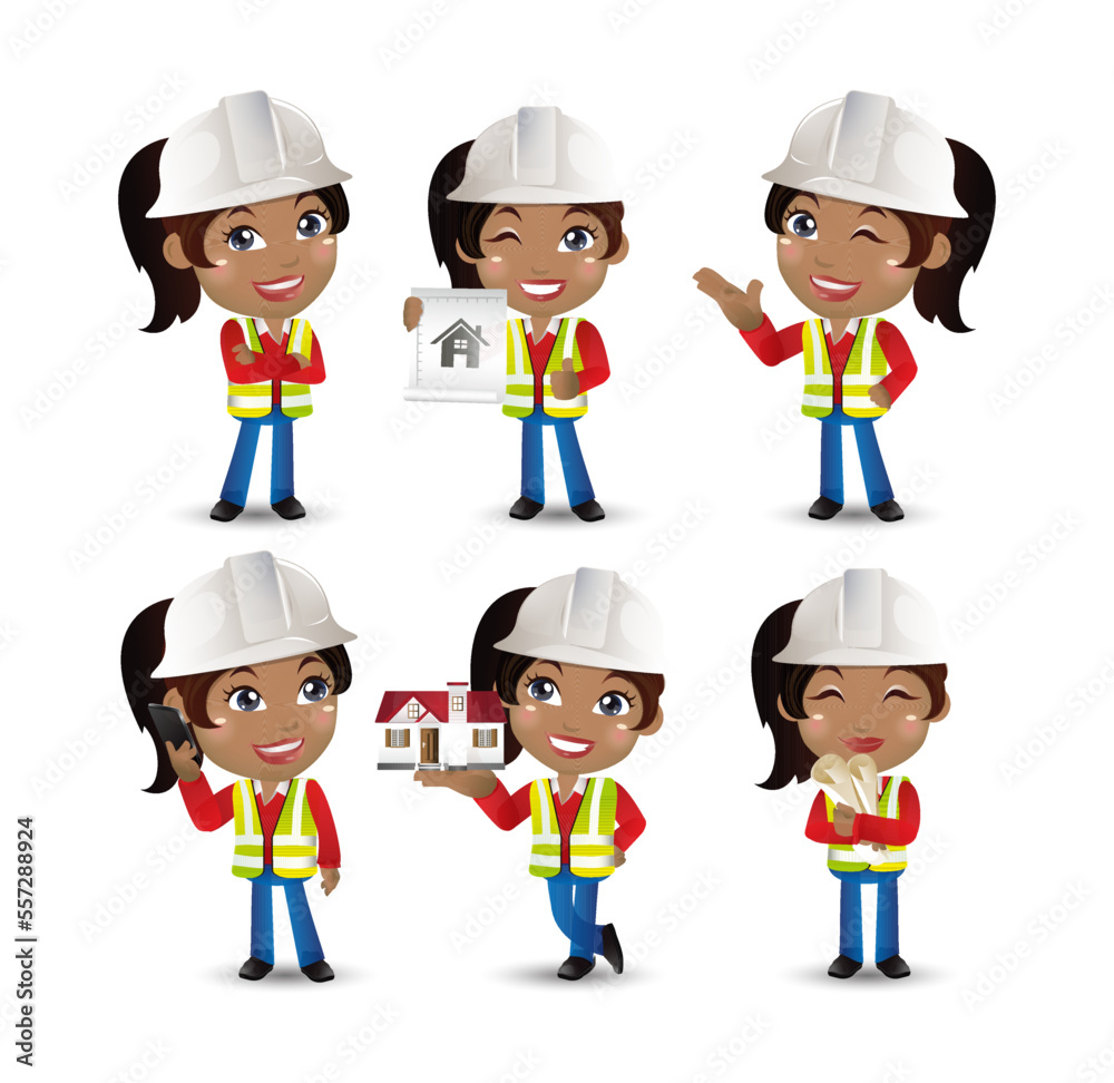 builder. worker. engineer with different poses builder. worker. engineer with different poses