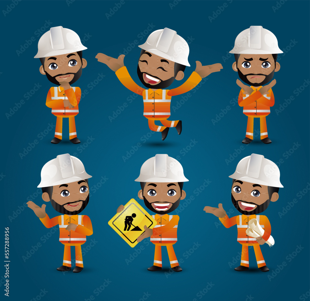 builder. worker. engineer with different poses builder. worker. engineer with different poses