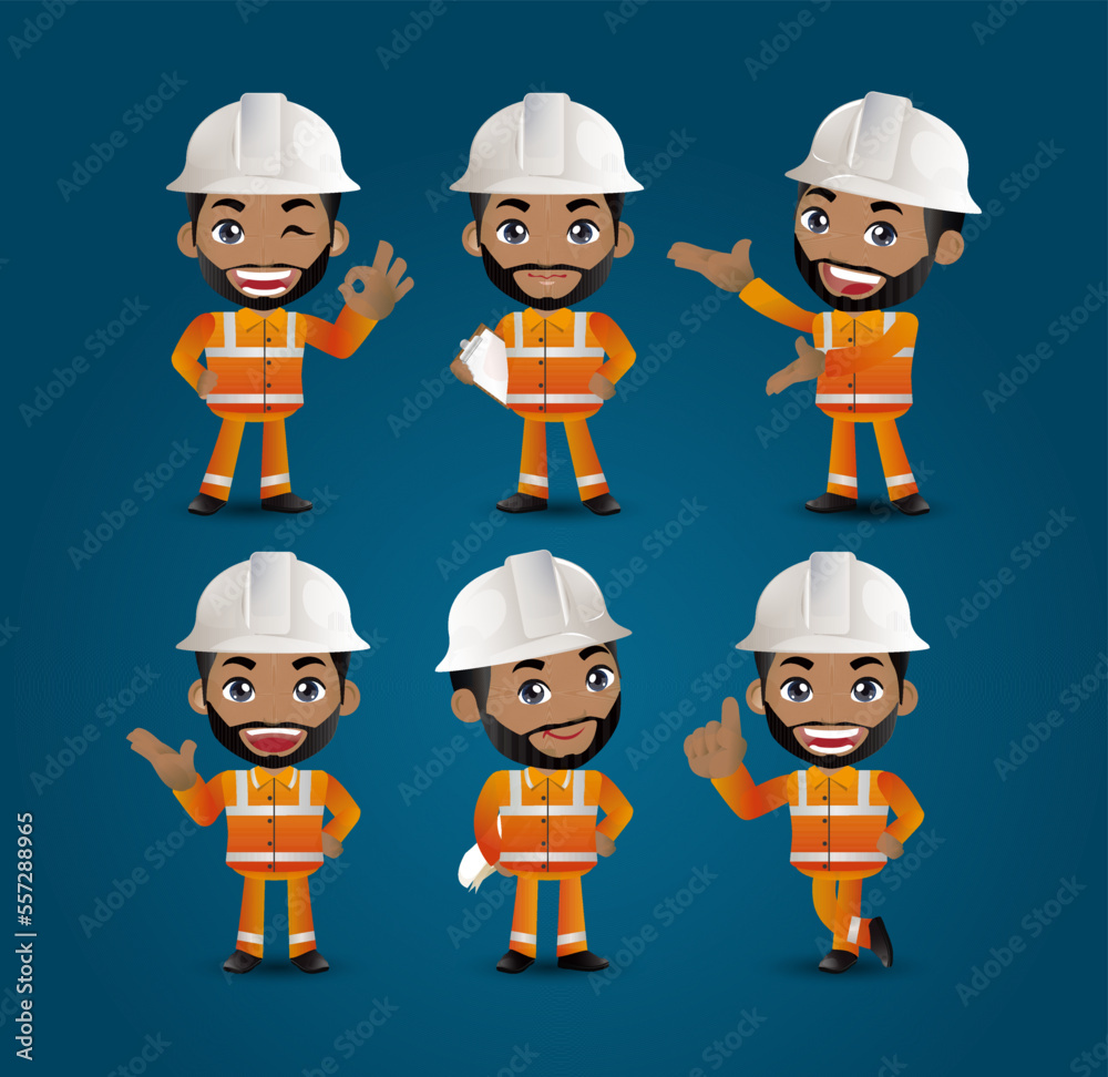 builder. worker. engineer with different poses builder. worker. engineer with different poses